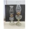 Image 4 : Coal Oil Lamps and Chimneys — 6 Lamps, 4 Chimneys — Tallest 18½"