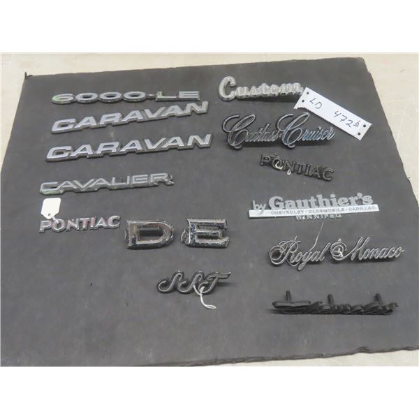 Auto Emblems — Plastic and Chrome — Custom, Cutlass Cruiser, Pontiac, and More