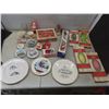 Image 1 : Vintage Christmas Decorations — Icicles, Tinsel, Angel, Bulbs, Hooks, Candle Holder — Plus Plates