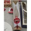 Image 4 : Vintage Christmas Decorations — Icicles, Tinsel, Angel, Bulbs, Hooks, Candle Holder — Plus Plates