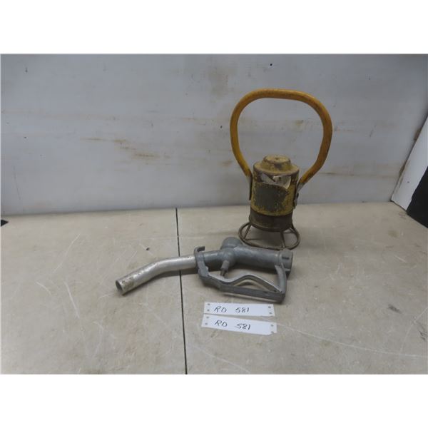 Vintage Adlake Railroad Lantern — Model 31D — and Manual Fuel Nozzle