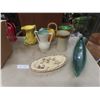 Image 1 : China Pitchers, Vase, Mason's Platter, Boat-Shaped Dish, and More