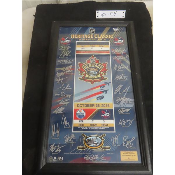 Framed Winnipeg Jets Heritage Classic 2016 — Limited Edition