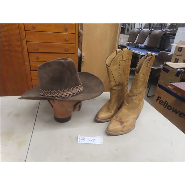 Cowboy Hat — Size Medium — and Cowboy Boots — Size 10½