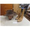 Image 1 : Cowboy Hat — Size Medium — and Cowboy Boots — Size 10½