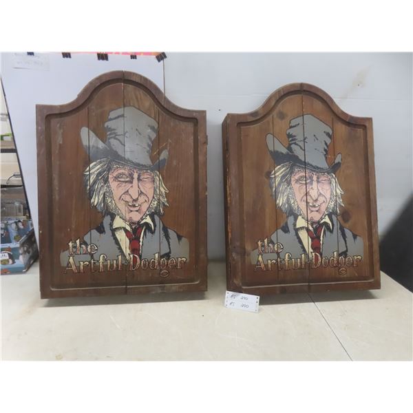 2 "The Artful Dodger" Dart Board Cabinet — 28×20½×4