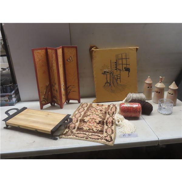 Ultra Cord for Macrame and Needle Point — Table Runner — Mangolear Serving Tray with Wood Surface