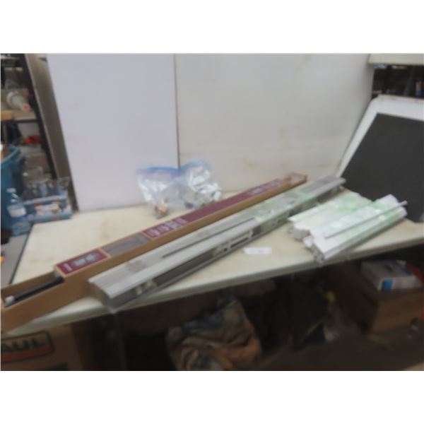 3 Wood Blinds with Hardware and Drapery Rod