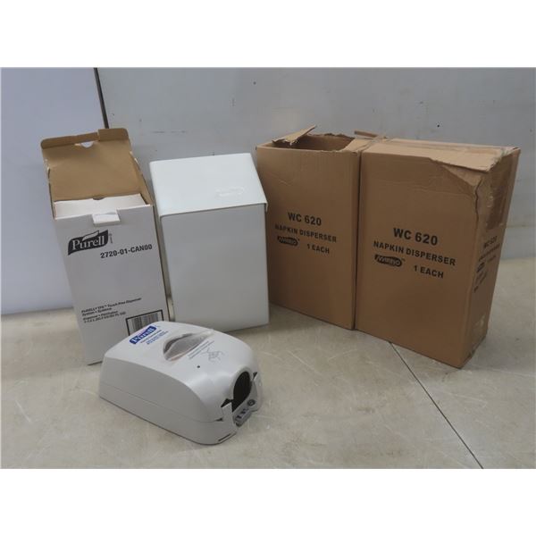 2 New Napkin Dispensers and Purell Hand Sanitizer