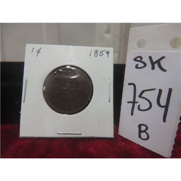 1859 Canadian Large 1¢ Coin