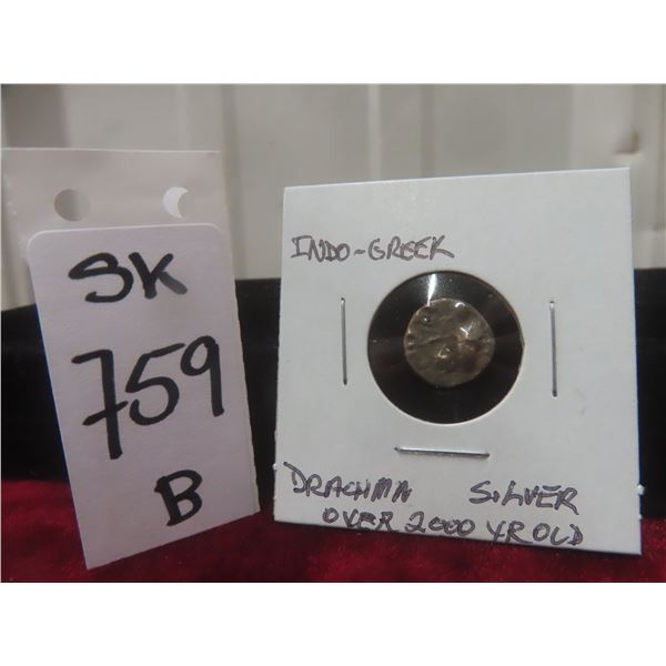 Indo-Greek Drachma Silver Coin — More Than 2000 Years Old