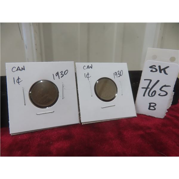 2 1930 Canadian Small 1¢ Coins