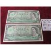 Image 1 : 2 1967 Canadian $1 Bills, Crisp
