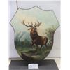 Image 1 : Decorative Shield-Shaped Plaque with Majestic Stag Picture — 24×18