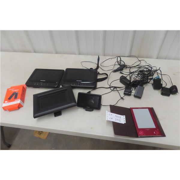 2 Sylvania Portable DVD Players, TomTom Navigator, Surround-Ready Player, Android TV Stick