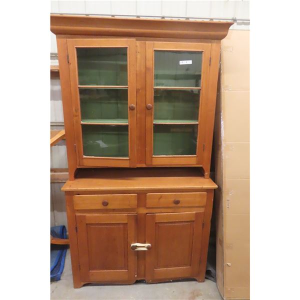 Antique Step-Back Kitchen Cabinet, 82" × 40" × 17"
