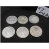 Image 1 : 5 Canadian 50-Cent Coins (1946, 1951, 1963, 1964) and USA 50-Cent Piece (1971)