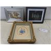 Image 1 : Framed Needlepoint (10×10") and 2 Framed Pictures (8½×10¼")