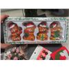 Image 8 : 3 Snow Babies, Christmas Décor: Reindeer Ribbon, Coasters, Festive Bears and Porcelain 13" Doll
