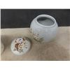 Image 9 : Shelf Décor: Ceramic Puppy, Decorative Basket, Figurines and 2 Covered Trinket Containers