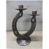 Image 2 : Sitting Couple by Austin, 9" High; Lucky Horseshoe Candle Holder and 2 Glass Serving Bowls