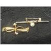 Image 6 : Fashion Jewelry: Egyptian Revival Pendant, Gold-Tone Brooches, Bracelet, Vintage Clip-On Earrings