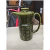 Image 5 : Olive Green Coffee Pot with 6 Cups, Saucers, Sugar Bowl, Creamer; 8 Stainless Mugs and Wine Goblets