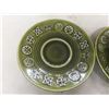 Image 7 : Olive Green Coffee Pot with 6 Cups, Saucers, Sugar Bowl, Creamer; 8 Stainless Mugs and Wine Goblets