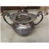 Image 8 : Silver-Plated Tea Pot, Coffee Pots, Creamers, Sugar Bowl, Candlestick Holders and Trays