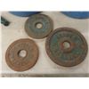 Image 4 : Exercise Equipment Lot: 2×5 Kg Plastic Weights, 6-Lb Steel Weights, Dumbbells, Easy Shaper