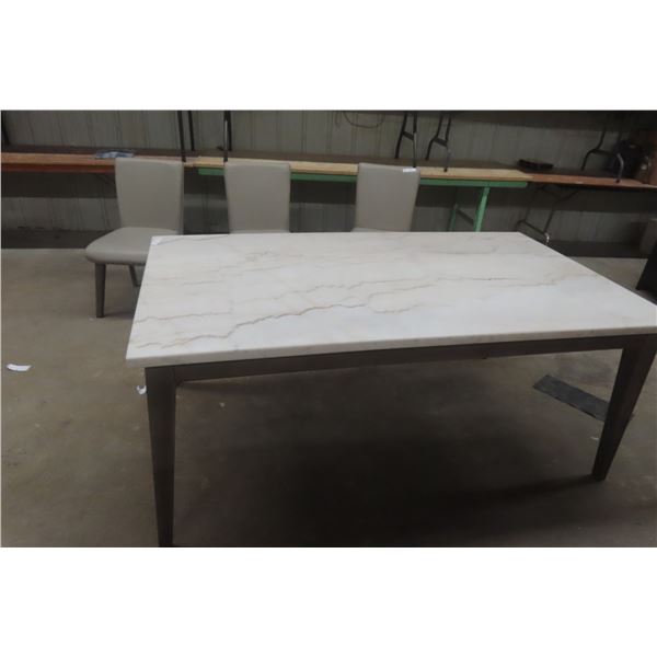 Table with Marble Top, 30" × 72" × 40"