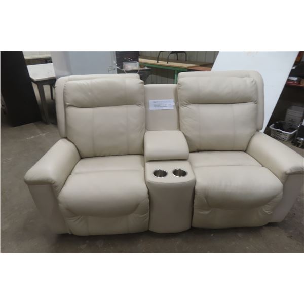 Strata Power Reclining Love Seat with Console – Leather Seats