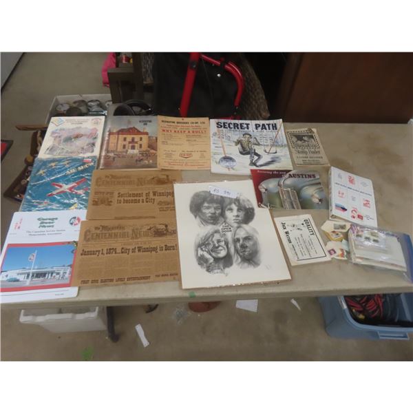Winnipeg Centennial Book, Winnipeg 100, Air Show Program, 4 Iconic Musician Posters, Stamps