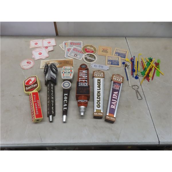 6 Beer Taps: Arizona Light, San Tan Golden Lager, Rajipa; Coasters and Stir Stix