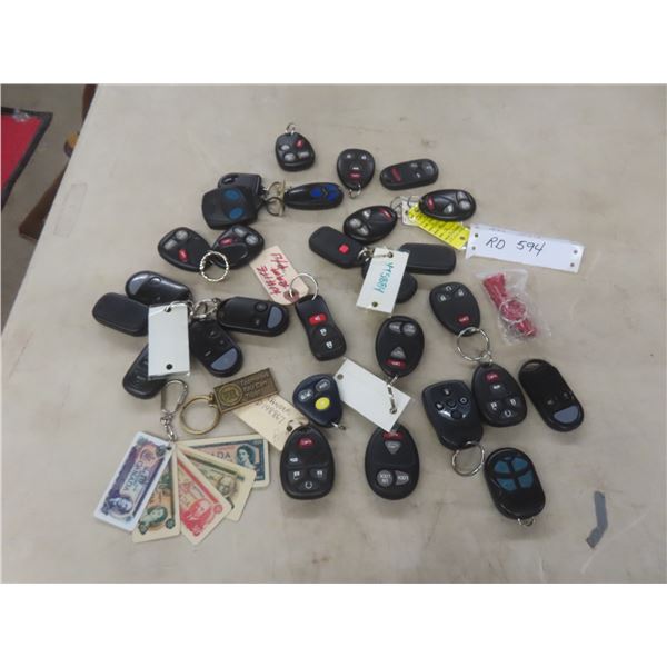 Assortment of Car Remotes and Key Chains