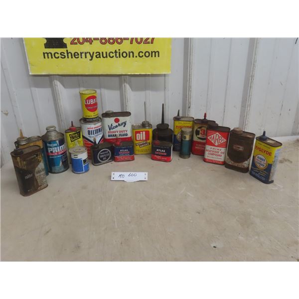 19 Vintage Tins, Some with Product: Viceroy, Prestone, Texaco, Marbo, 3-in-1, All State, Ford
