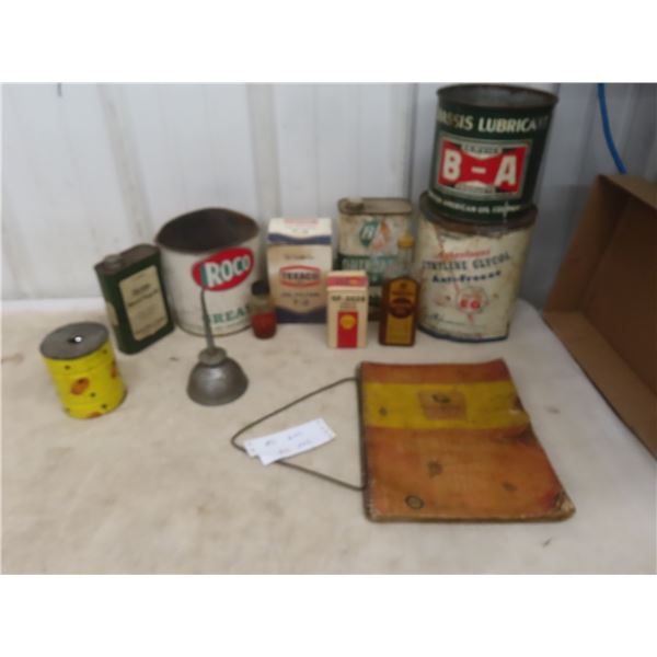 Vintage Tins and Bottles: BA Lubricant, Roco Grease, Ford, Texaco Oil Filter, BA Outboard