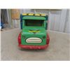 Image 3 : Vintage Toy Lot: Wood Toy Truck w/ Storage (9×24×9"), Metal Eagle Express Wagon (6½×16×7"