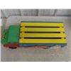 Image 4 : Vintage Toy Lot: Wood Toy Truck w/ Storage (9×24×9"), Metal Eagle Express Wagon (6½×16×7"