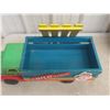 Image 5 : Vintage Toy Lot: Wood Toy Truck w/ Storage (9×24×9"), Metal Eagle Express Wagon (6½×16×7"
