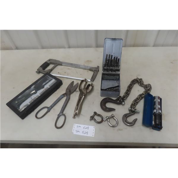 Riveter, Hack Saw, Impact Driver, Drill Bits, Chain Hooks and Clevis