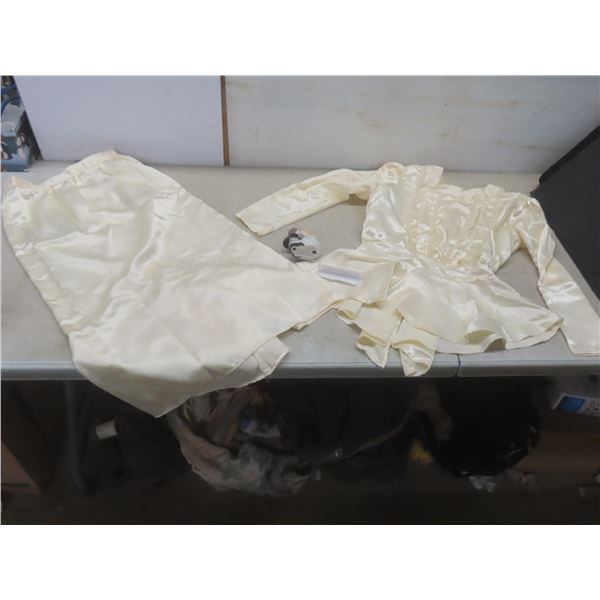 Vintage Satin Top and 2-Piece Dress with Pearl and Lace Accents