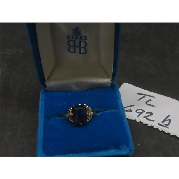 Vintage 10K Gold Ring with Multi-Colour Stone, Size 4½, with Birks Ring Box