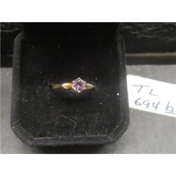 Vintage 10K Gold Ring with Amethyst, Size 6