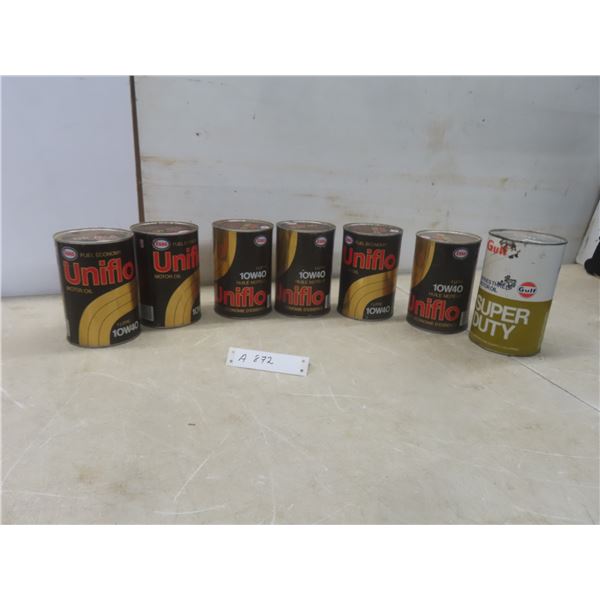 7 Quart Oil Cans: Esso and Gulf