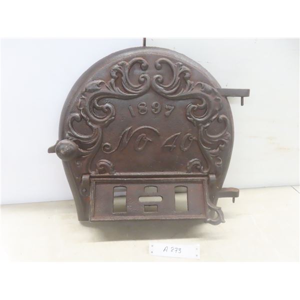 Vintage Stove Door, Approx. 16" × 16"