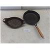 Image 1 : 10½" Cast Iron Fry Pan and Cast Iron Fish Fryer/Grill Basket – Handle Needs Tightening