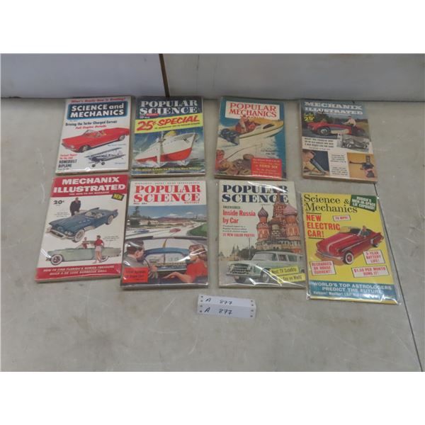 8 Vintage Magazines: Science and Mechanics, Mechanix Illustrated, Popular Science