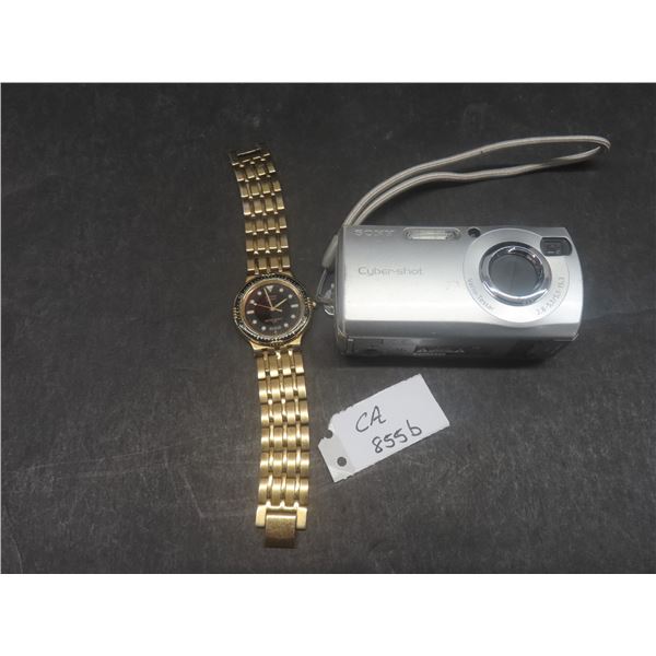 Citizen Water-Resistant Watch and Sony Cyber-Shot Camera – No Charging Cable