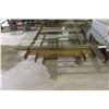 Image 1 : Glass and Brass Coffee Table, 15" × 41" × 41"